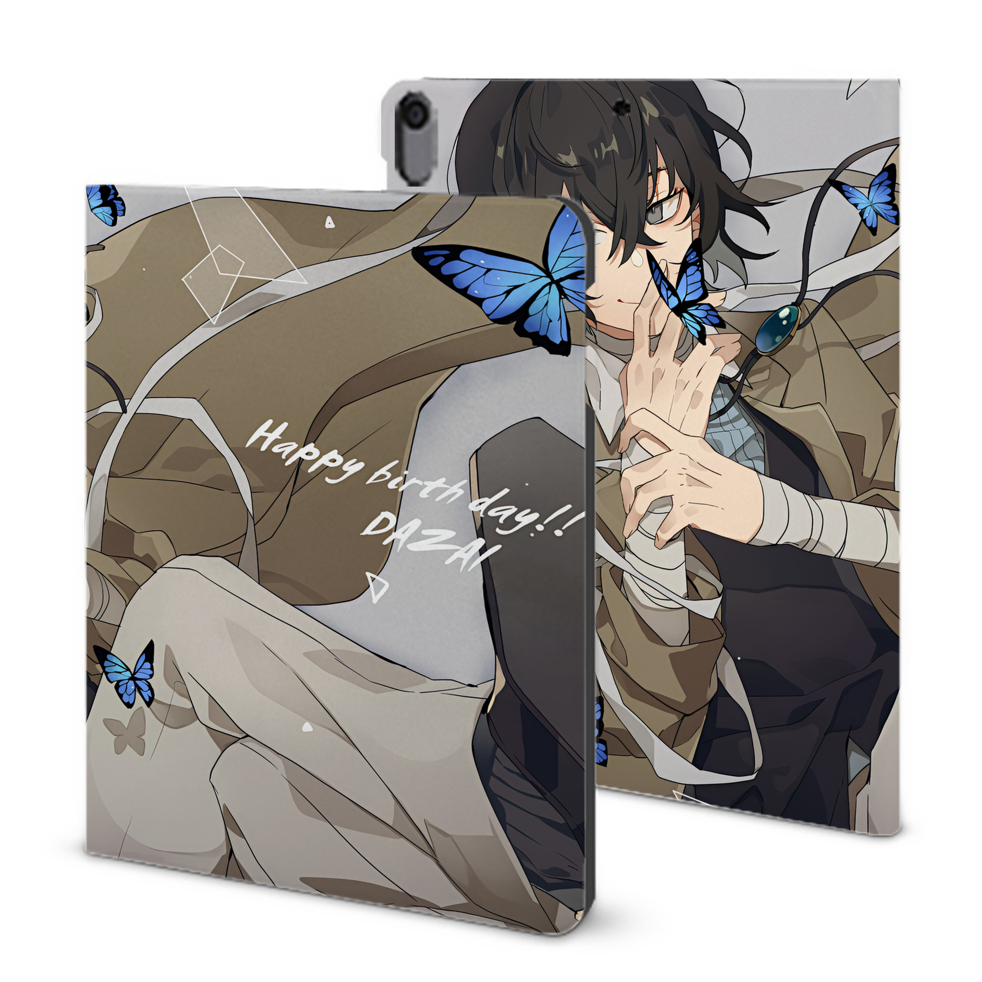 （画像用） 文豪ストレイドッグス Bungo Stray Dogs IPad ケース ブック型 PUレザー TPU 耐衝撃 軽量 薄型 ペン収納なし 全面保護 IPad 各モデル対応